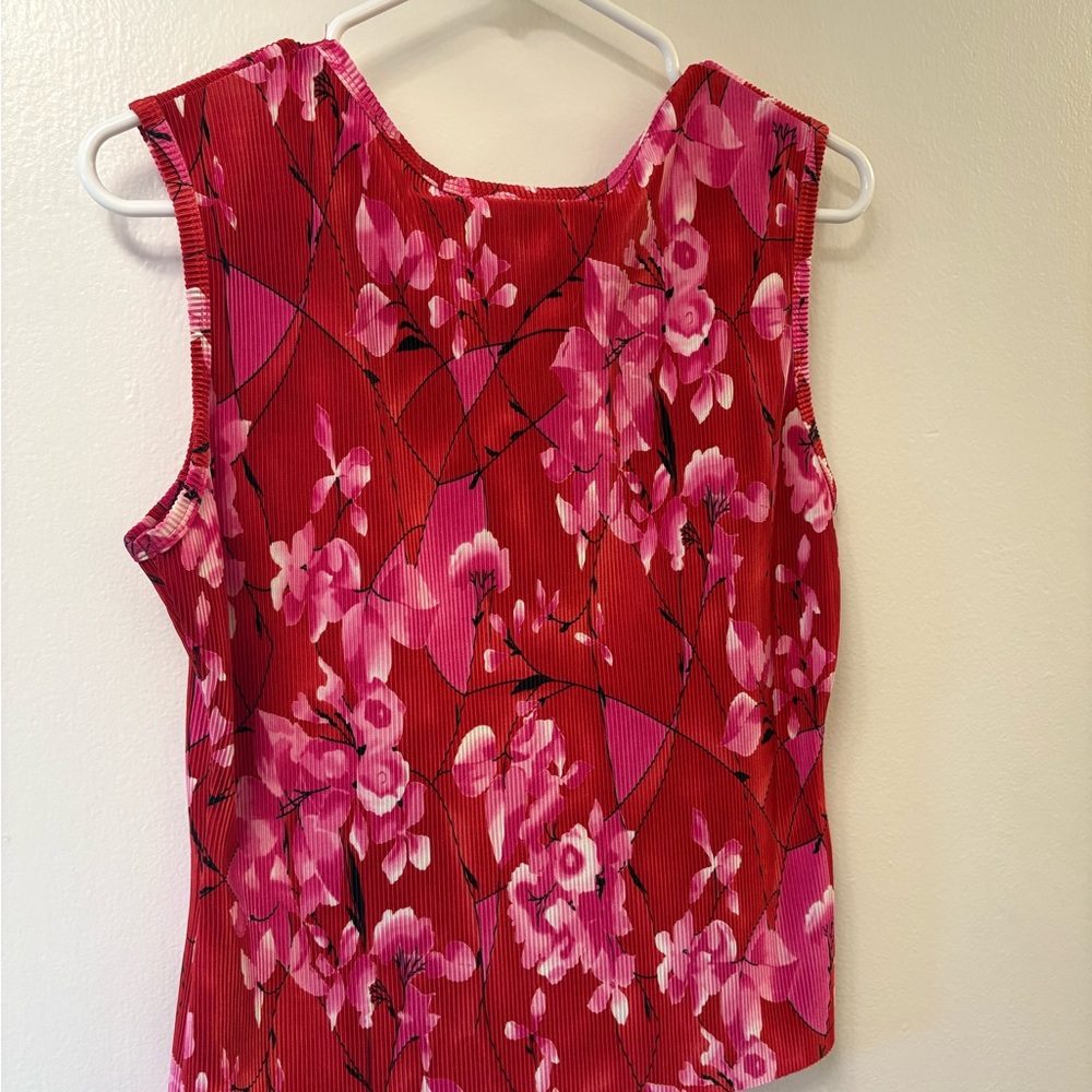 Vtg y2k Victoria Essentials Floral Top Red Pink - Picture 4 of 4
